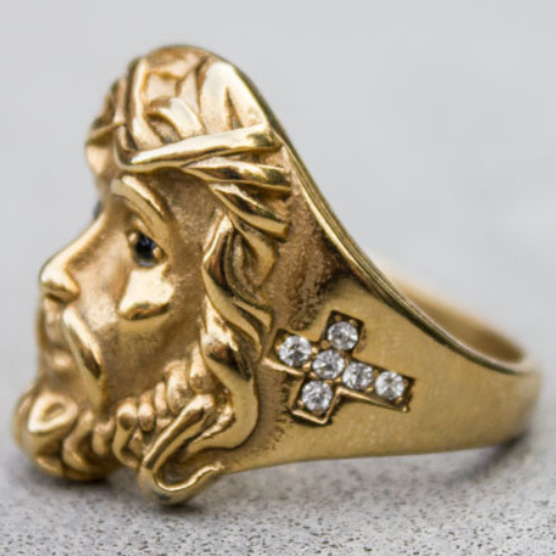 Cavalleria anello uomo placcato oro jésus christ cross set profilo