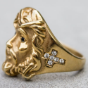 Cavalleria anello uomo placcato oro jésus christ cross set profilo
