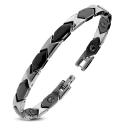 Men's bracelet in black ceramic and magnetic tungsten 20cm