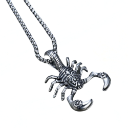 Pendentif homme acier inoxydable scorpion tribal et 1 chaine incluse