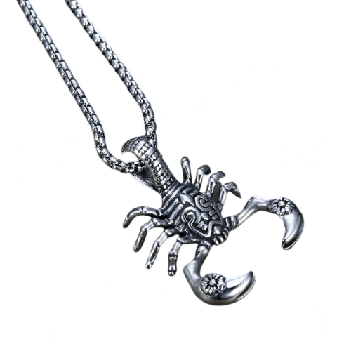 Pendentif homme acier inoxydable scorpion tribal et 1 chaine incluse