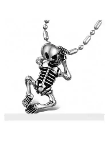 PENDANT FOR MEN SOLID STEEL SKELETON GOTHIC BABY CHILD + 1 BALL CHAIN NEW GX562