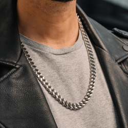 Men's Cuban mesh chain in stainless steel, width 9mm