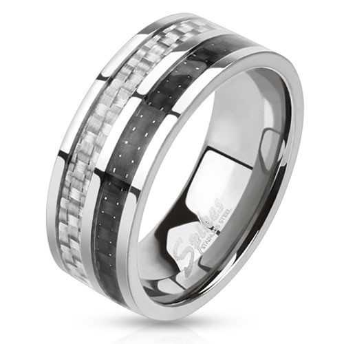 RING RING FOR MEN'S TEEN STAINLESS STEEL & CARBON FIBER BLACK & GRAY NEW CHEAP M0025