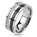 Anello anello da uomo ADO in acciaio inox e fibra di carbonio Nero e grigio neuve a buon mercato M0025