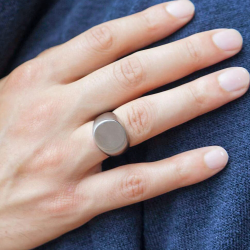 Siegelring für Herren aus gebürstetem Stahl, runde Platte, 20 mm, anpassbar