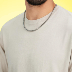 Conjunto de cadena y pulsera de acero para hombre, malla de chenilla de caja redonda, 5 mm