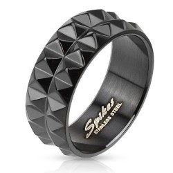 RING RING FÜR MÄNNER TEEN SCHWARZ PLATTIERTER STAHL GOTHIC FASHION SPIKE NEUES BILD M2400