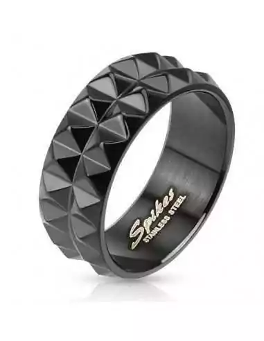 RING RING FOR MEN'S TEEN BLACK PLATED STEEL GOTHIC FASHION SPIKE NEW PIC M2400