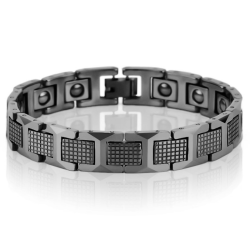 Bracciale barbazzale da uomo in tungsteno magnetico nero 20 cm