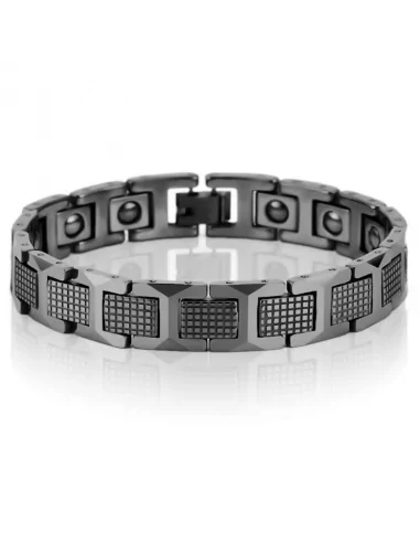 Men's black magnetic tungsten curb bracelet 20cm