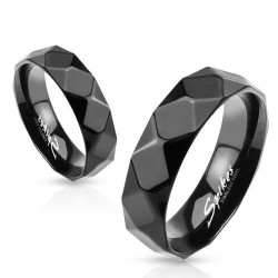 Women's ring ring man couple stainless steel black facets diamonds