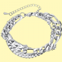Bracelet femme en acier inoxydable triple maille figaro tendance