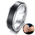 Anillo anillo hombre mujer acero negro bordes color plata giratorio bis
