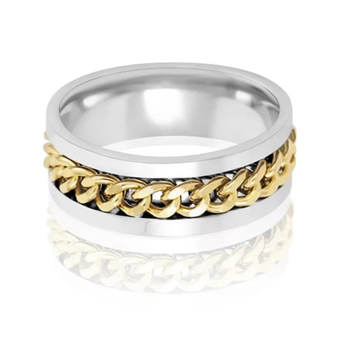 Stainless steel ring gold chain Men's anti-stress ring