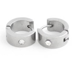 PAR DE PENDIENTES JOYA PARA HOMBRE MUJER ACERO 1 ZIRCON CZ BARATO NUEVO