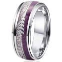 Women's steel alliance ring with purple band and meteorite arrow of Ull Viking