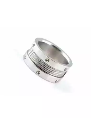 RING FOR MEN TEEN ALLIANCE RING CABLE STAINLESS STEEL 316L NEW SCREW
