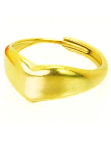 Anillo anillo ajustable para mujer, acero dorado con oro fino, corazón personalizable