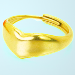 Anillo anillo ajustable para mujer, acero dorado con oro fino, corazón personalizable