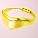 Anillo anillo ajustable para mujer, acero dorado con oro fino, corazón personalizable