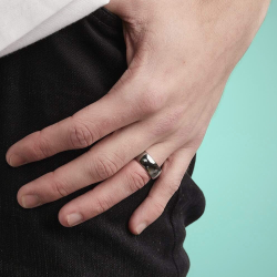 Bague anneau alliance de mariage homme acier effet miroir polie 8mm