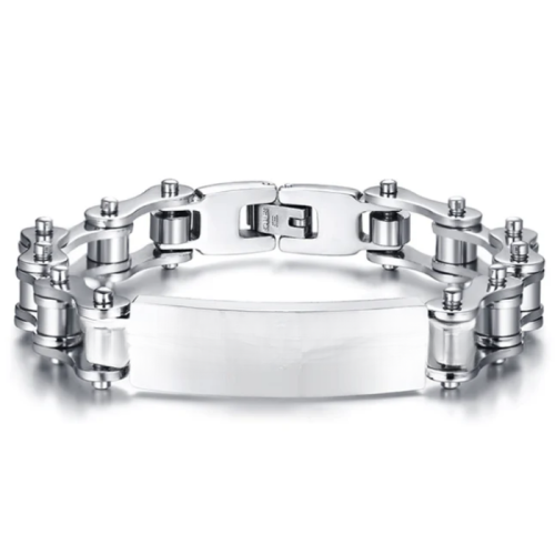 Gourmet man bike chain steel biker plate to engrave 22cm