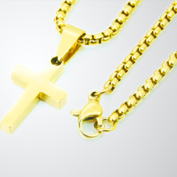 Men's pendant cross and chain included stainless steel gold gold fine