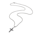 Collier pendentif croix carbone et acier inoxydable couleur argent doré avec chaine incluse