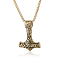 Thor's hammer pendant necklace Mjolnir viking golden steel fine gold chain included