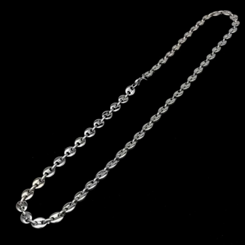 Coin trim and Bracelet Coffee Grains in Silver Stainless Steel For Men - Width 7mm
