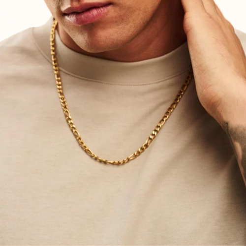 Collar de cadena para hombre mujer chapado de oro figaro 55cm 6mm rango