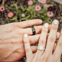 Anillo de compromiso para hombre y mujer para parejas en acero lacado y chapado en negro, para llevar en la primera boda