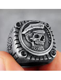 Bague Chevalière Tête De Mort UrbanBijoux - Acier Inoxydable, Style Biker Gothique