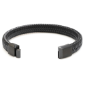 Men's bracelet braided leather and stainless steel black stylish open class 2