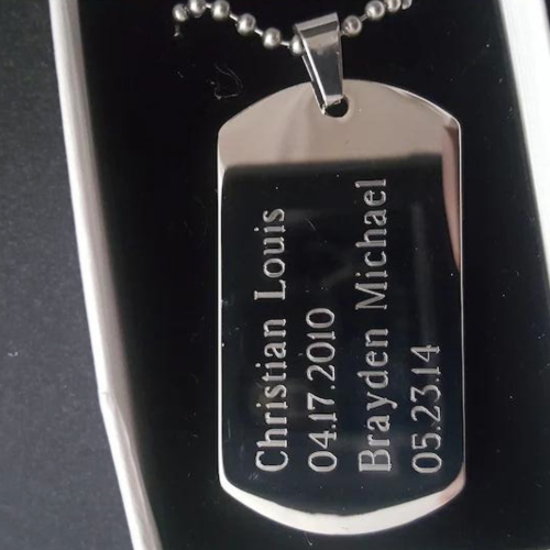 Men's pendant in stainless steel military plate and 1 chain with engraving