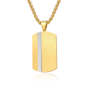 Collar con colgante de acero fino dorado para hombre, placa militar, banda cruzada, cadena incluida
