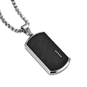 Men's black carbon military plate steel pendant necklace set with chain included in profile