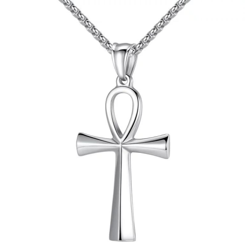 Men's necklace pendant Egyptian cross ankh steel color of your choice silver