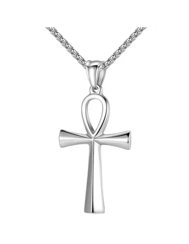 Men's necklace pendant Egyptian cross ankh steel color of your choice silver or gold