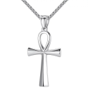 Collier homme pendentif croix égyptienne ankh acier couleur au choix argent
