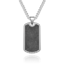 Men's steel pendant necklace black military plate carbon charcoal chain included