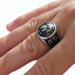 Lion Head Ring For Men Stainless Steel Maltese Celtic Cross