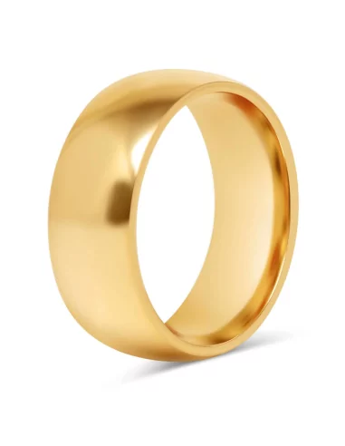 Alianza de boda de acero fino dorado para hombre, ancho 8 mm