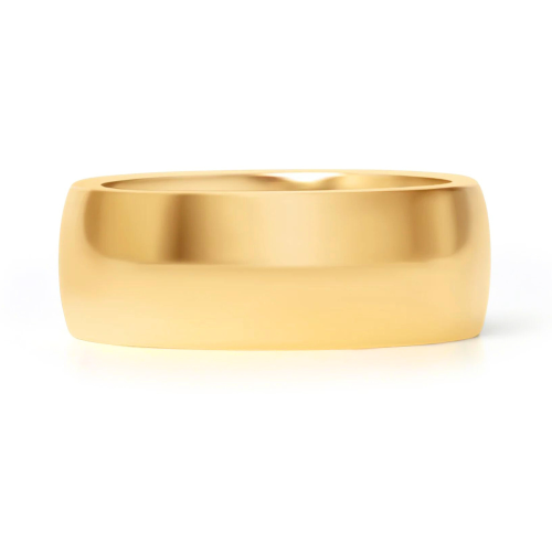 Alianza de acero fino dorado para hombre, ancho 8 mm, vista plana