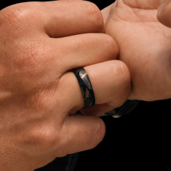 Bague homme femme de fiançailles couple acier couleur noire 6mm