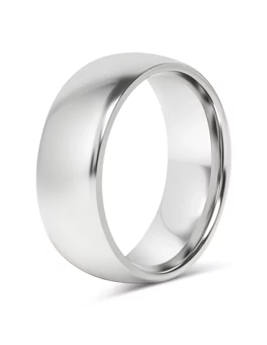 Men's polished mirror effect steel wedding ring ring 8mm