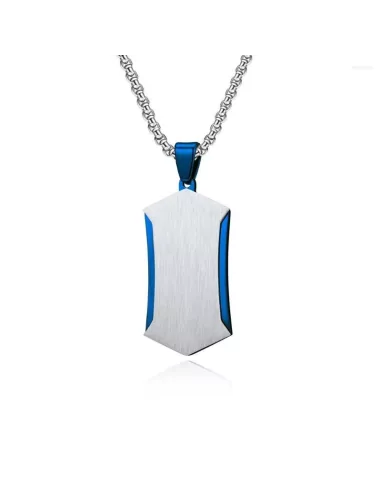Herren-Halskettenanhänger mit geometrischem Stahlplattenrand in der Farbe Ihrer Wahl