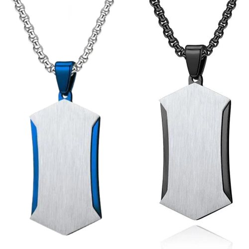 Men's necklace pendant plate geometric steel edges Color of choice