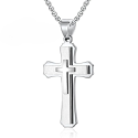 Men's pendant necklace with three superimposed steel crosses, chain included